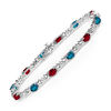 Thumbnail Image 1 of Oval Birthstone and Diamond Accent "X" Bracelet in Sterling Silver (1 Stone)