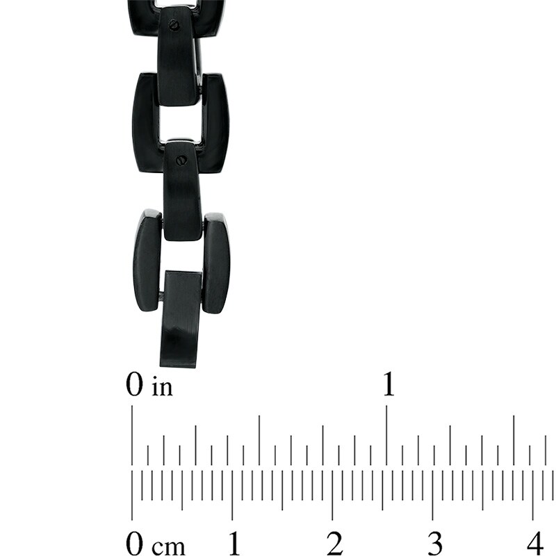 Main Image 3 of 9.6mm Square Link Chain Necklace and Bracelet Set in Stainless Steel with Black IP - 24"