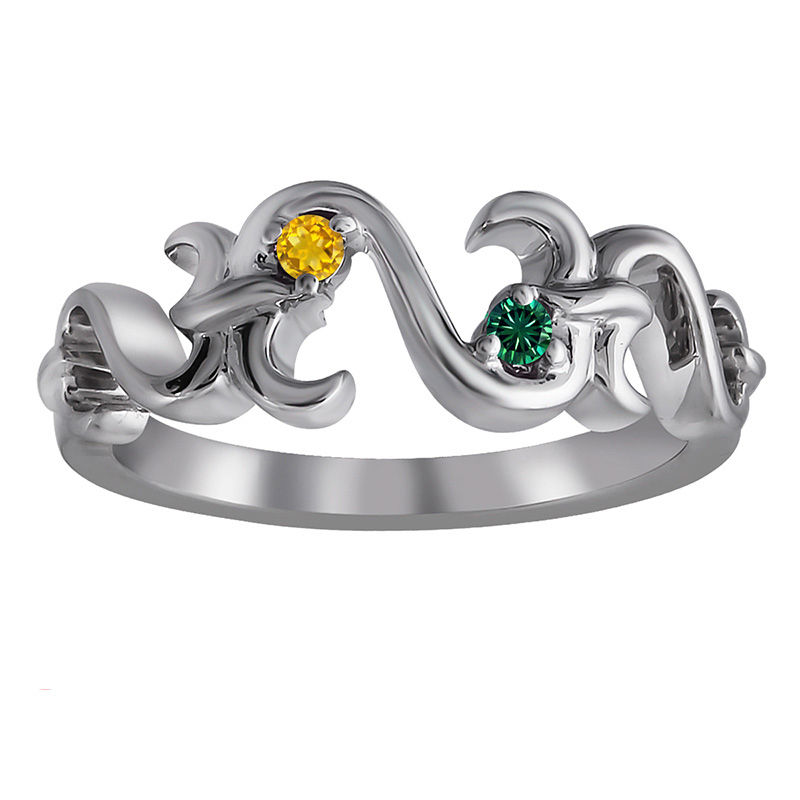 Main Image 1 of Open Hearts Family by Jane Seymour™ Couple's Birthstone Ring in Sterling Silver (2 Stones and Names)