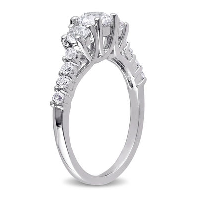 Amour Sterling Silver Created White Sapphire 3-stone Ring 