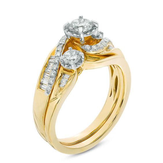 1 CT. TW. Diamond Swirl Bridal Set in 14K Gold