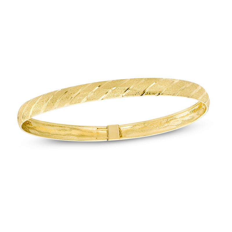 Main Image 1 of 6.0mm Multi-Texture Bangle in 10K Gold - 7.5"