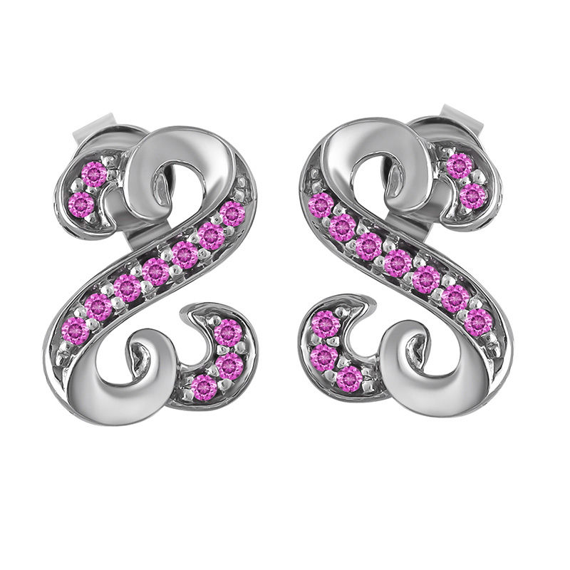 Main Image 1 of Open Hearts Family by Jane Seymour™ Birthstone Stud Earrings in Sterling Silver (1 Stone)