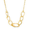 Thumbnail Image 1 of Multi-Textured Chunky Oval Link Necklace in 10K Gold - 17"