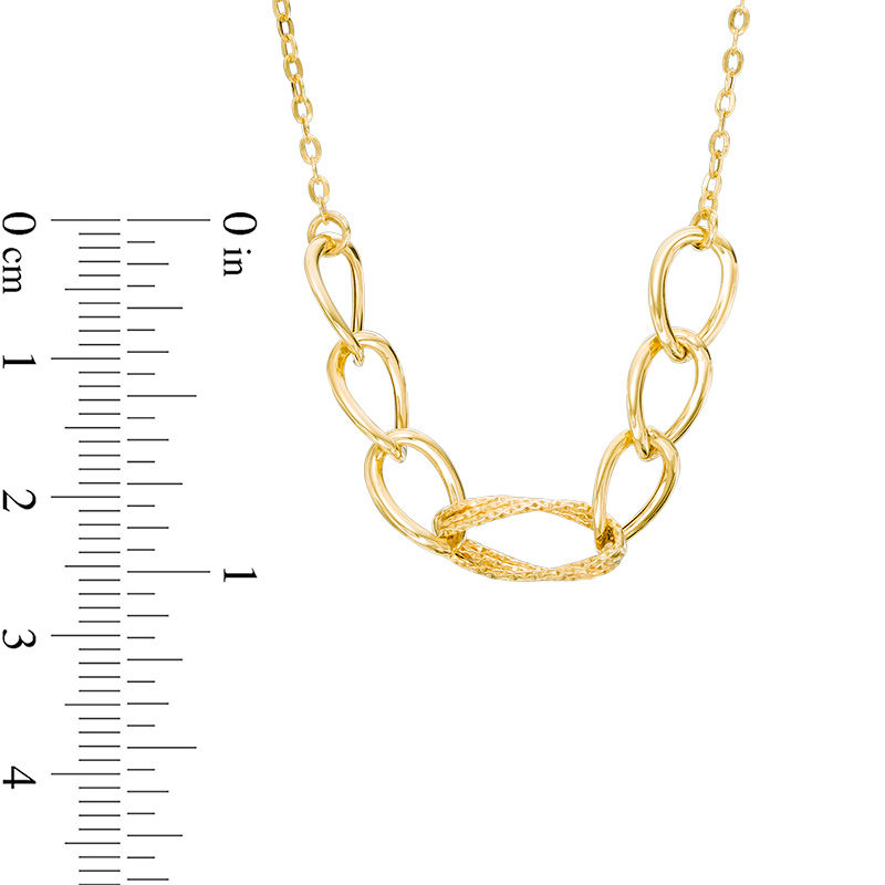 Multi-Textured Chunky Oval Link Necklace in 10K Gold - 17"