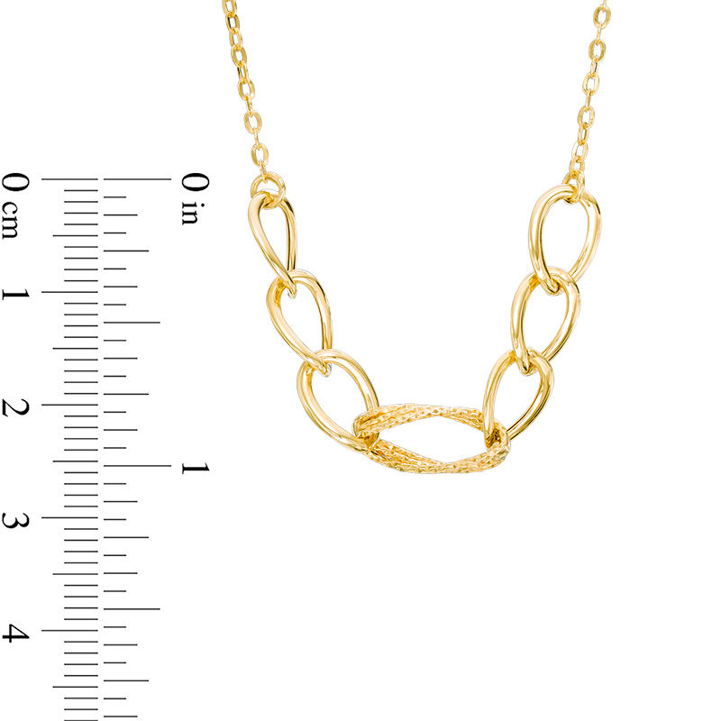 Main Image 2 of Multi-Textured Chunky Oval Link Necklace in 10K Gold - 17"