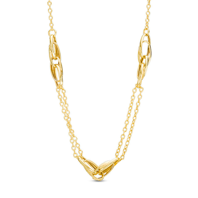 Main Image 1 of Interlocking Oval Station Necklace in 10K Gold - 17"