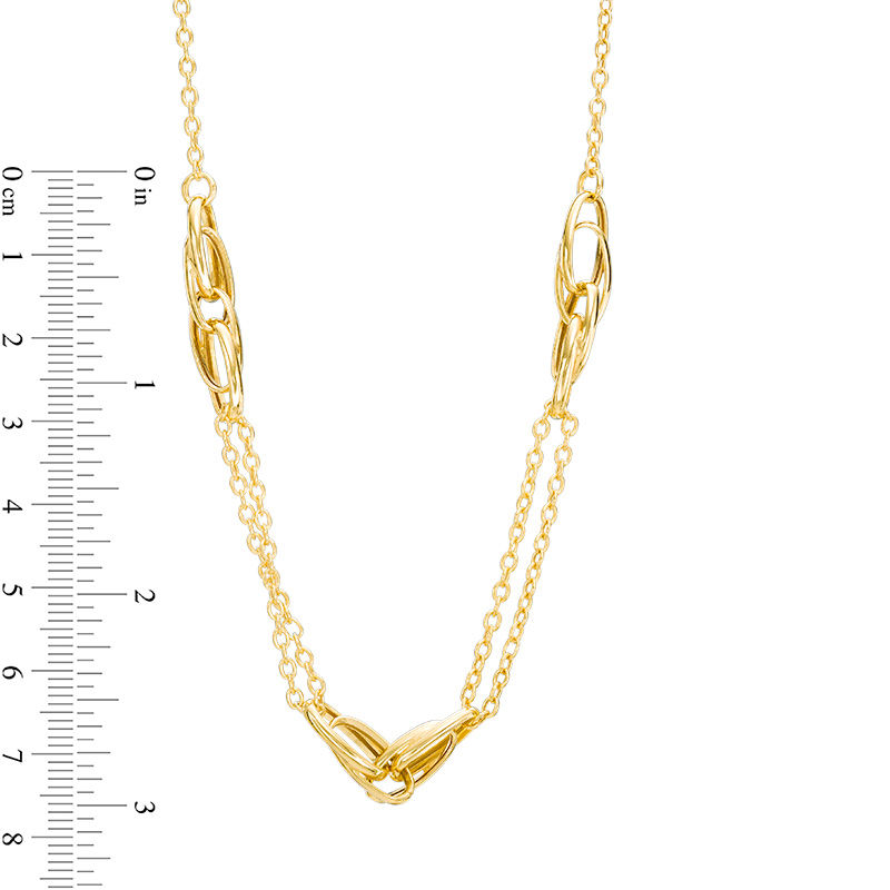 Main Image 2 of Interlocking Oval Station Necklace in 10K Gold - 17"