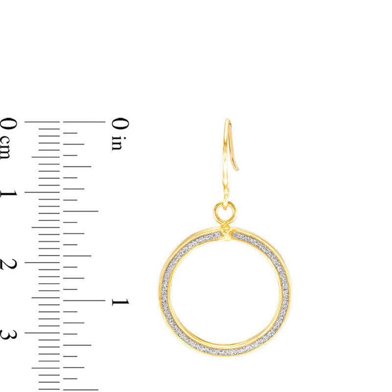 Main Image 2 of Glitter Enamel Open Circle Drop Earrings in 10K Gold
