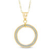 Glitter Enamel Open Circle Pendant in 10K Gold