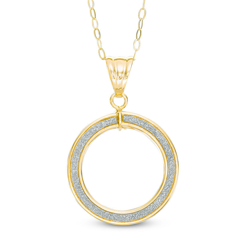 Main Image 1 of Glitter Enamel Open Circle Pendant in 10K Gold