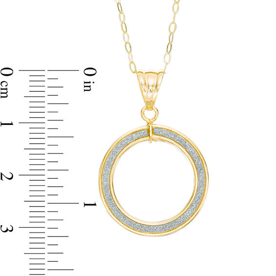 Glitter Enamel Open Circle Pendant in 10K Gold