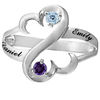 Thumbnail Image 0 of Open Hearts Family by Jane Seymour™ Couple's Birthstone Split-Shank Ring in Sterling Silver (2 Stones and Names)