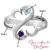 Thumbnail Image 1 of Open Hearts Family by Jane Seymour™ Couple's Birthstone Split-Shank Ring in Sterling Silver (2 Stones and Names)