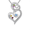 Thumbnail Image 1 of Mother's Birthstone and Diamond Accent Abstract Hearts Pendant in Sterling Silver (5 Stones and 2 Lines)