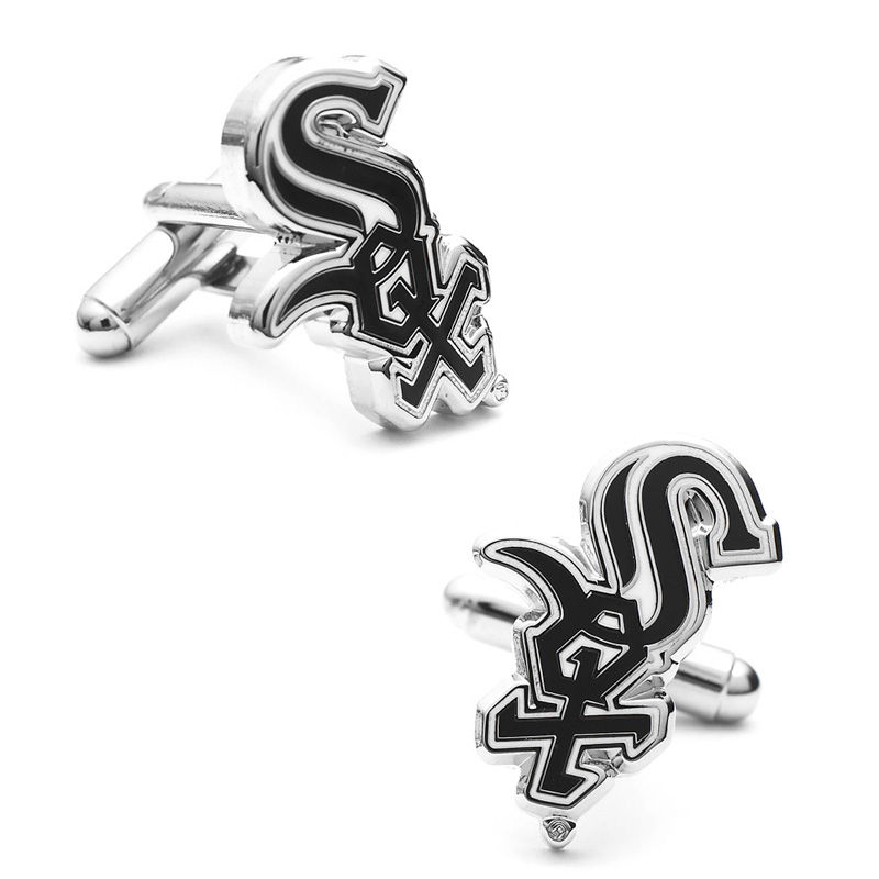 Main Image 1 of MLB Chicago White Sox Logo Enamel Cuff Links in White Rhodium Brass