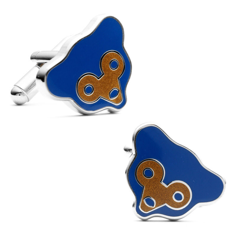 Main Image 1 of MLB Classic Chicago Cubs Logo Enamel Cuff Links in White Rhodium Brass
