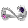 Thumbnail Image 1 of Open Hearts Family by Jane Seymour™ Couple's 4.0mm Birthstone Ring in Sterling Silver (2 Stones and Names)