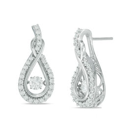 View All Earrings Zales T W Diamond Layered Infinity Drop Earrings In 14k White Gold