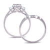 Thumbnail Image 2 of 6.0mm Lab-Created White Sapphire and 1/8 CT. T.W. Diamond Three Stone Bridal Set in 10K White Gold