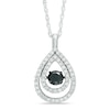 Thumbnail Image 1 of Unstoppable Love™ 3/4 CT. T.W. Enhanced Black and White Diamond Double Teardrop Pendant in 10K White Gold