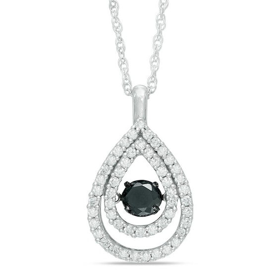 Unstoppable Love™ 3/4 CT. T.w. Enhanced Black and White Diamond Double Teardrop Pendant in 10K White Gold
