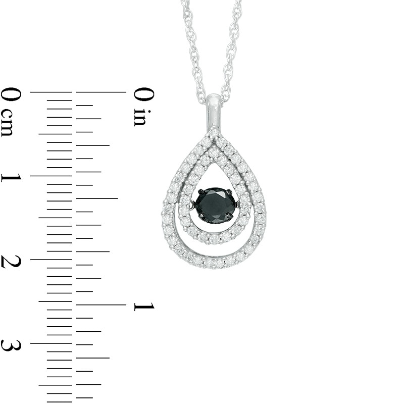 Main Image 2 of Unstoppable Love™ 3/4 CT. T.W. Enhanced Black and White Diamond Double Teardrop Pendant in 10K White Gold