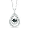 Thumbnail Image 1 of 0.70 CT. T.W. Enhanced Black and White Diamond Double Teardrop Pendant in 10K White Gold