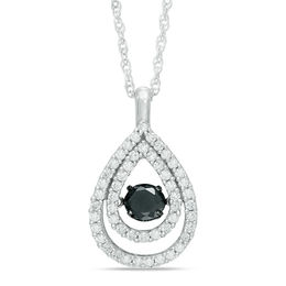 0.70 CT. T.W. Enhanced Black and White Diamond Double Teardrop Pendant in 10K White Gold
