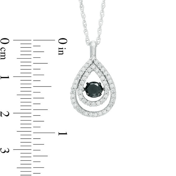 0.70 CT. T.w. Enhanced Black and White Diamond Double Teardrop Pendant in 10K White Gold