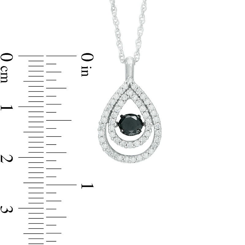 Main Image 2 of 0.70 CT. T.W. Enhanced Black and White Diamond Double Teardrop Pendant in 10K White Gold