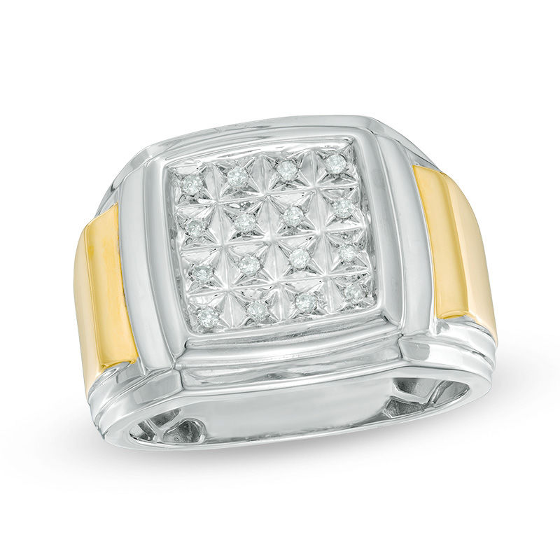 Main Image 1 of 1/8 CT. T.W. Composite Diamond Square Ring in 10K Gold