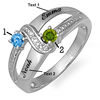 Thumbnail Image 2 of Couple's Birthstone and Diamond Accent "S" Split Shank Ring in Sterling Silver (2 Stones and Names)