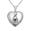 Thumbnail Image 1 of Birthstone Heart-Shaped Locket in Sterling Silver (1 Stone and 3 Lines)