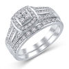 Thumbnail Image 0 of 1/2 CT. T.W. Quad Diamond Cushion Frame Multi-Row Bridal Set in Sterling Silver