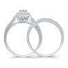 Thumbnail Image 1 of 1/2 CT. T.W. Quad Diamond Cushion Frame Multi-Row Bridal Set in Sterling Silver