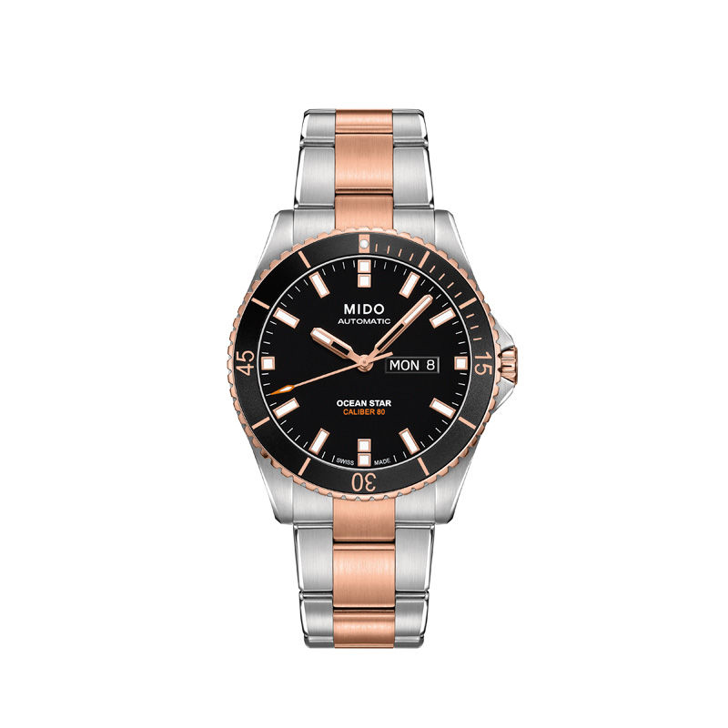 Men's MIDO® Ocean Star Captain V Automatic Two-Tone Watch with Black Dial (Model: M026.430.22.051.00)