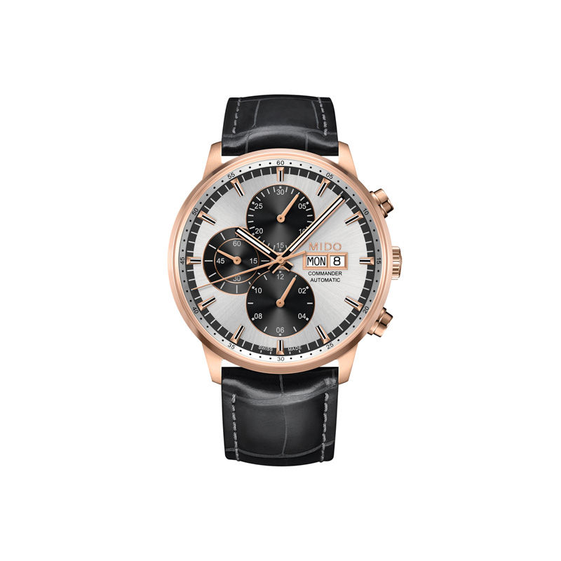 Main Image 1 of Men's MIDO® Commander II Automatic Chronograph Rose-Tone Strap Watch (Model: M016.414.36.031.59)