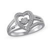 Thumbnail Image 1 of Unstoppable Love™ Couple's 1/10 CT. T.W. Diamond Heart Ring in Sterling Silver (2 Names)