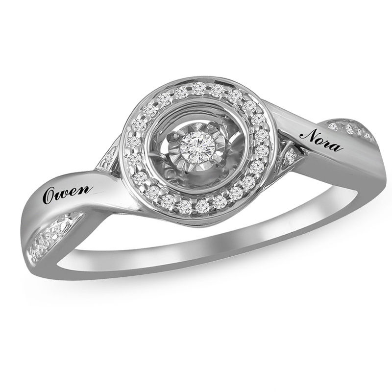 Unstoppable Love™ Couple's Diamond Accent Twist Shank Ring in Sterling Silver (2 Names)