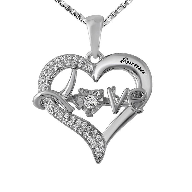 Unstoppable Love™ 1/10 CT. T.W Diamond Heart Pendant in Sterling Silver (1 Line)