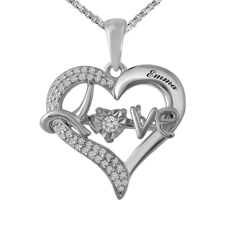 Main Image 1 of Unstoppable Love™ 1/10 CT. T.W Diamond Heart Pendant in Sterling Silver (1 Line)