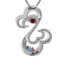 Thumbnail Image 1 of Open Hearts Family by Jane Seymour™ Birthstone and Diamond Pendant in Sterling Silver (4 Stones and 2 Lines)