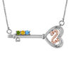 Thumbnail Image 1 of Open Hearts by Jane Seymour™ Birthstone and Diamond Accent Key Necklace in Sterling Silver and 10K Rose Gold