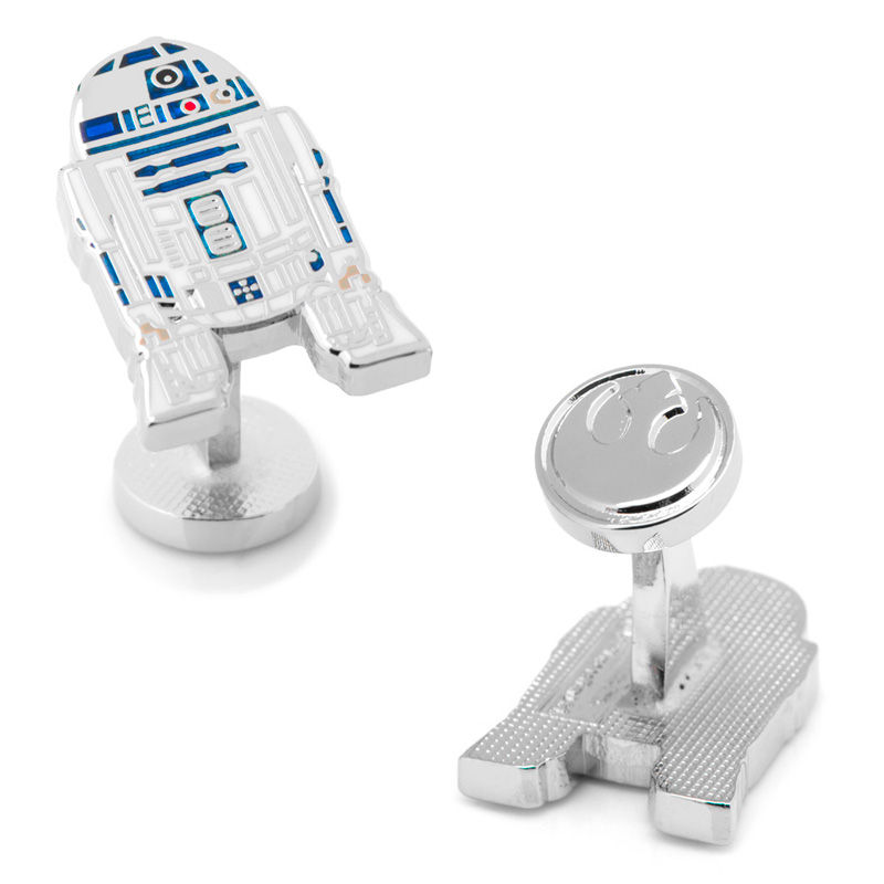 Main Image 1 of STAR WARS R2D2 Enamel Cuff Links in White Rhodium Brass