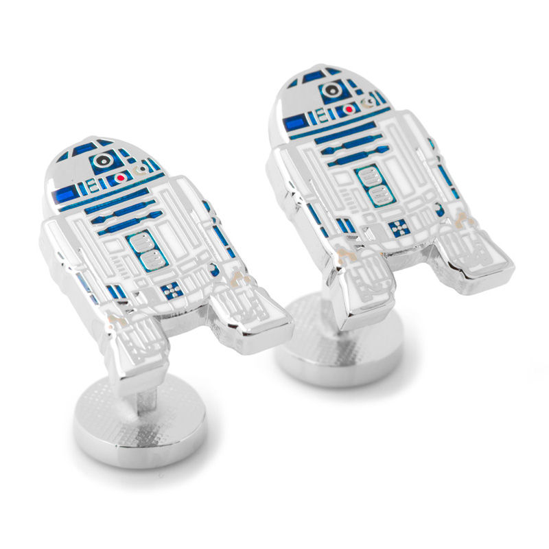 Main Image 2 of STAR WARS R2D2 Enamel Cuff Links in White Rhodium Brass