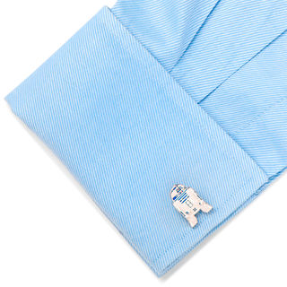 STAR WARS R2D2 Enamel Cuff Links in White Rhodium Brass | Zales