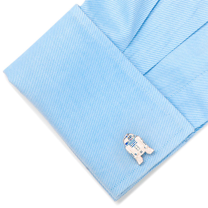 Main Image 3 of STAR WARS R2D2 Enamel Cuff Links in White Rhodium Brass