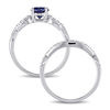 Thumbnail Image 2 of 6.0mm Lab-Created Blue Sapphire and 1/8 CT. T.W. Diamond Twist Shank Bridal Set in 10K White Gold