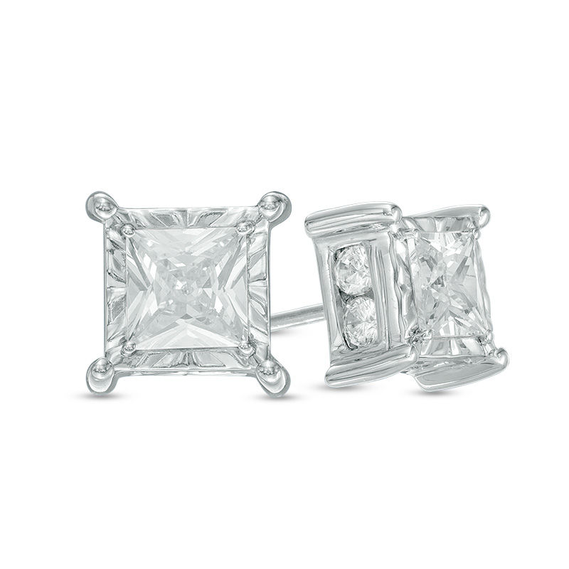 Main Image 1 of 1 CT. T.W. Princess-Cut Diamond Stud Earrings in 10K White Gold